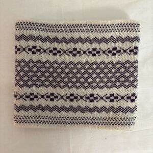 Lands End Wool Blend Neck Warmer Gaiter Women WhiteFair Isle Fleece Lined Winter